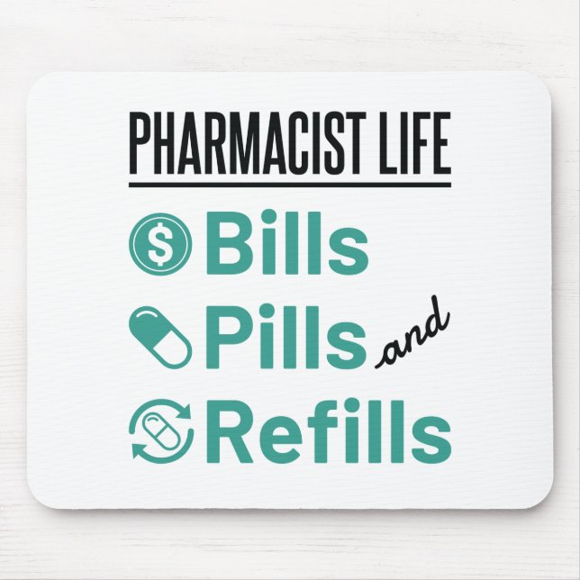 Piller och påfyllningar av farmaceuter Life Bills Musmatta (Framsidan)