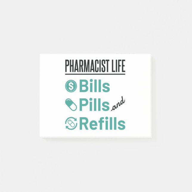 Piller och påfyllningar av farmaceuter Life Bills Post-it Block (Framsida)