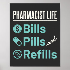 Piller och påfyllningar av farmaceuter Life Bills Poster