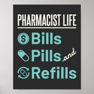Piller och påfyllningar av farmaceuter Life Bills Poster