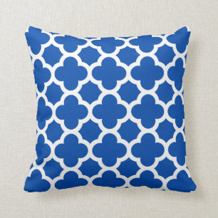 Pillerna i Cobalt Blue Quatrefoil Trellis Mönster Kudde