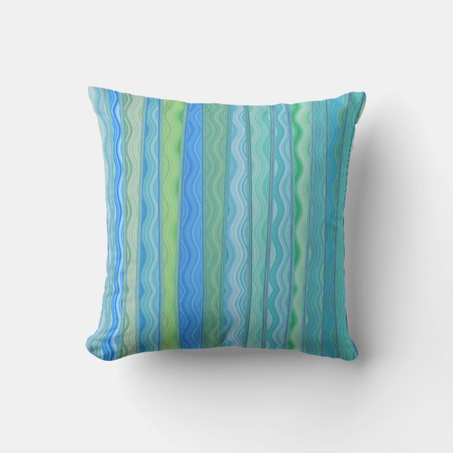 Pillow 16 x 16 Rand i Abstrakten kring Aqua Oceane Kudde (Framsida)