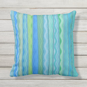 Pillow 16 x 16 Rand i Abstrakten kring Aqua Oceane Kudde