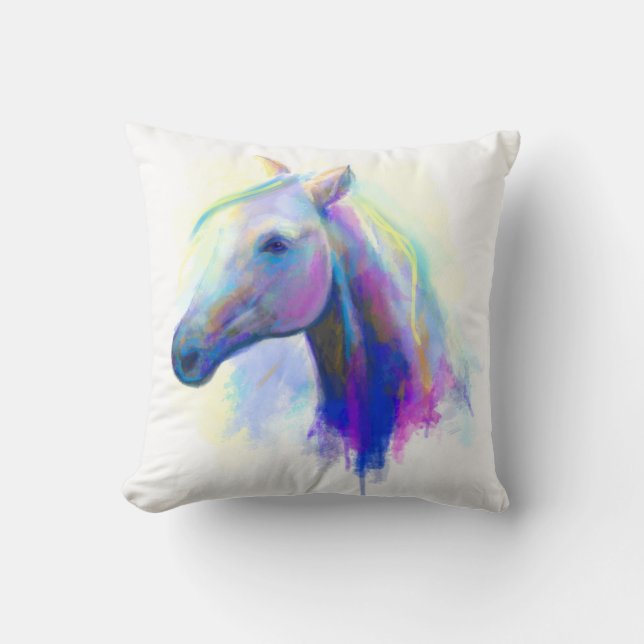 Pillow-Abstrakt för häst med flera färgader Kudde (Framsida)