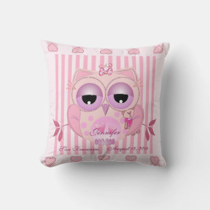 Pillow baby med Namn och födelseinformation Kudde
