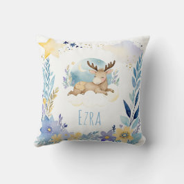 Pillow Baby Moose Boho Namn Nursery Kudde