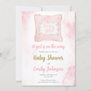Pillow Baby Shower Girl-inbjudan Inbjudningar