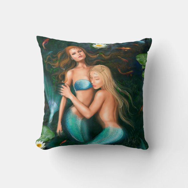 Pillow Bevackra fantasyprinsessans sjöjungfruar Kudde (Framsida)