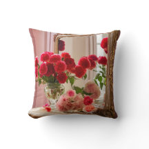Pillow Bevackra Red Flowers med Spegel i Vas
