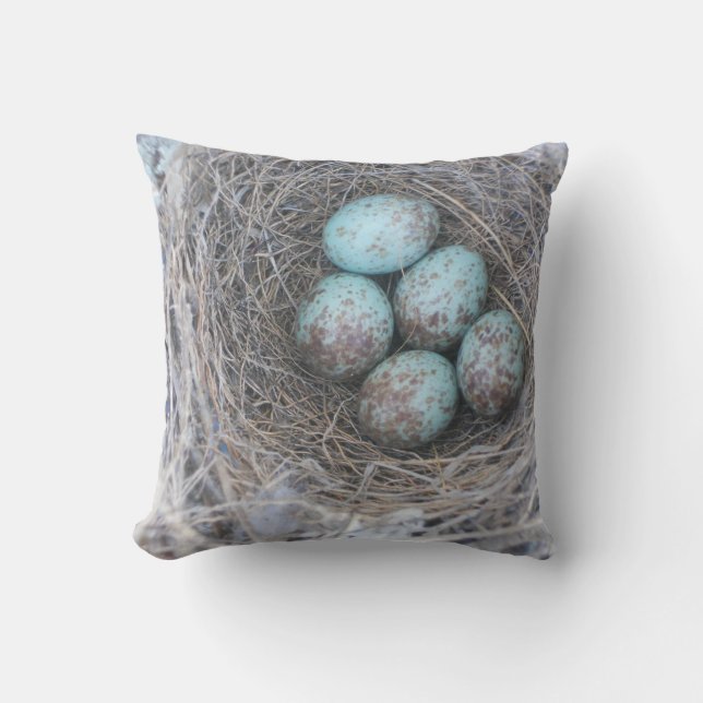Pillow Bird's Nest Photography Nature Eggs Kudde (Framsida)
