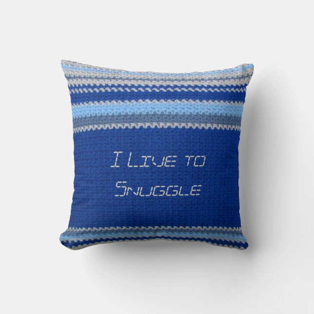 Pillow - Blå Rand i Crochet Kudde (Framsida)