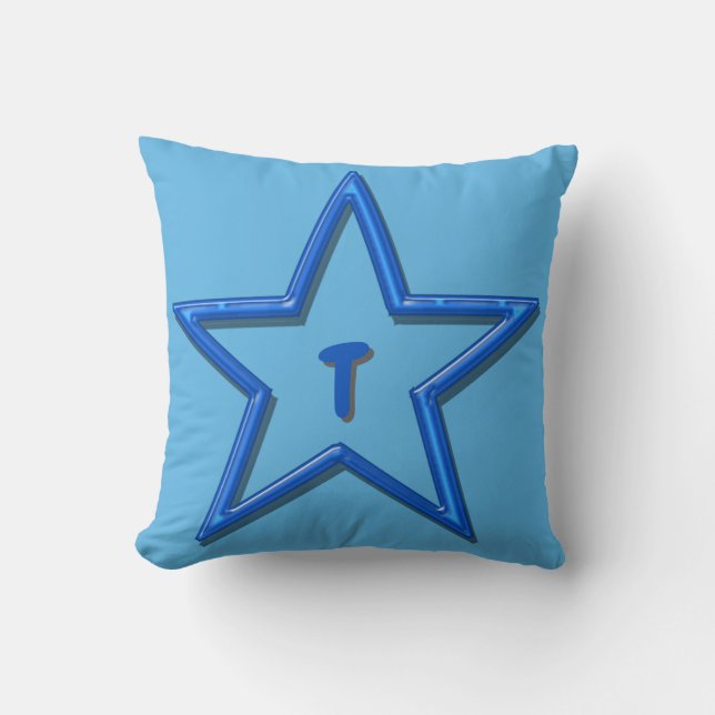Pillow - Blå stjärna med Brev Kudde (Framsida)