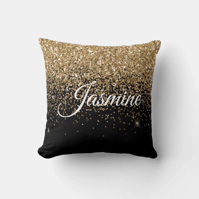 Pillow Black glitter Namn Kudde (Framsida)