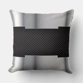 Pillow Black Silver Metall Kudde