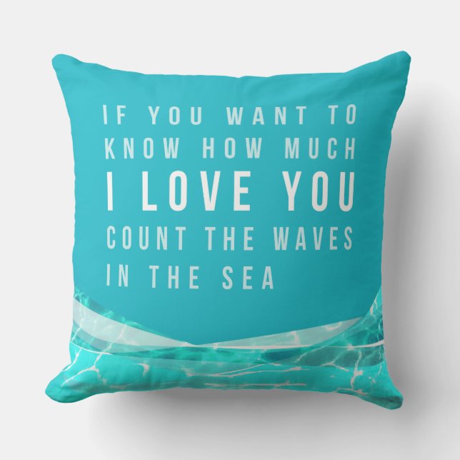 Pillow,Blue, Grönt, Turquis, Stil, yttre Beach Kudde (Framsida)
