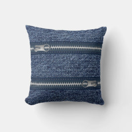 Pillow Blue jeans & zipper Kudde