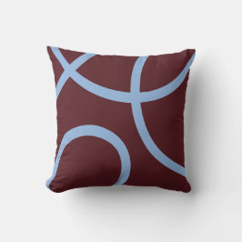 Pillow – Blue Lines on Burgundy Kudde