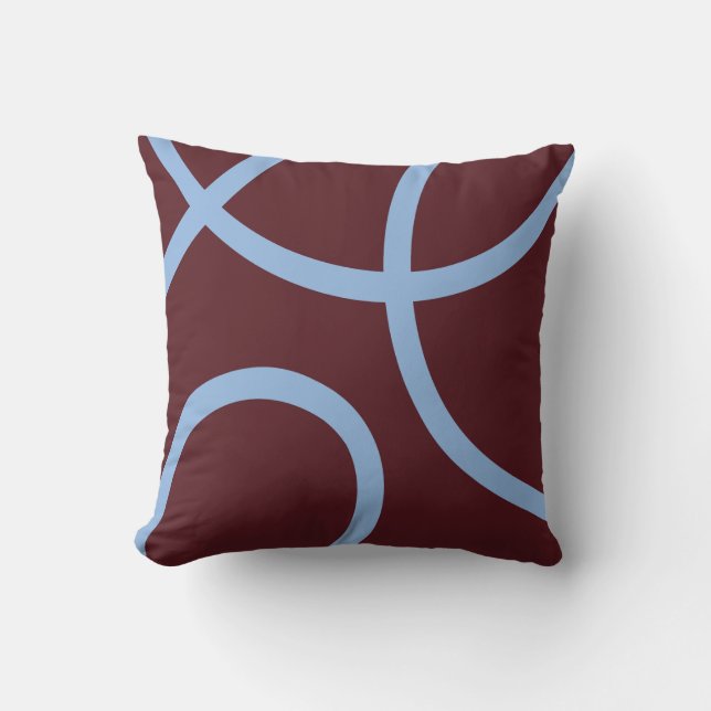 Pillow – Blue Lines on Burgundy Kudde (Framsida)