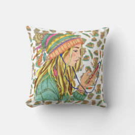 Pillow Boho Hat Girl Kudde