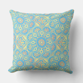 Pillow Boho Medallion gult light blue Kudde