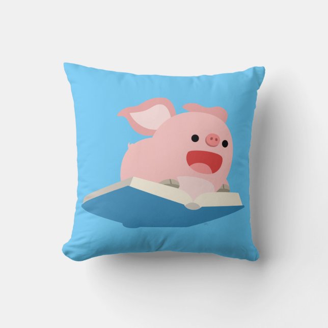 Pillow Bok och Tecknad Gris Kudde (Framsida)