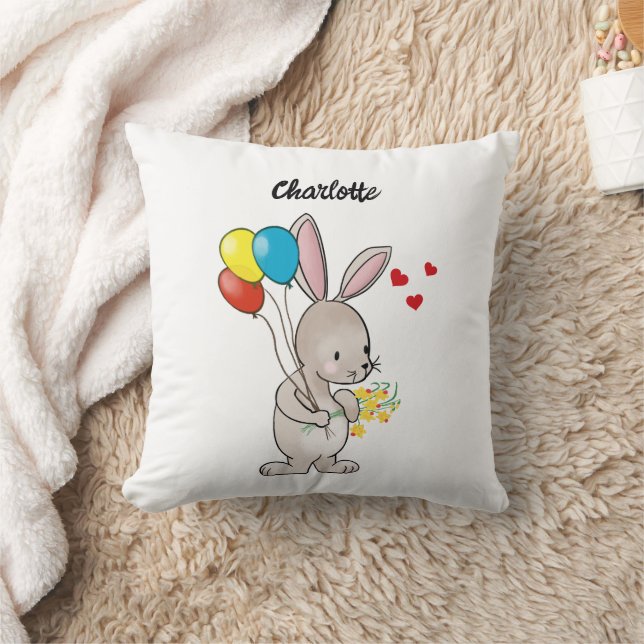 Pillow ’Bunny with Balloons’ Kudde (Filt)