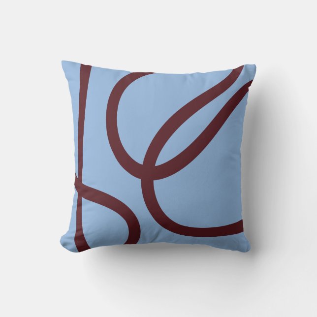 Pillow – Burgundy Lines on Blue Kudde (Framsida)
