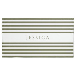 Pillow Ca med oliv grönt och vita stripade Mönster