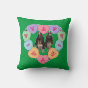 Pillow Candy Kärlek Hearts with Bassets Kudde