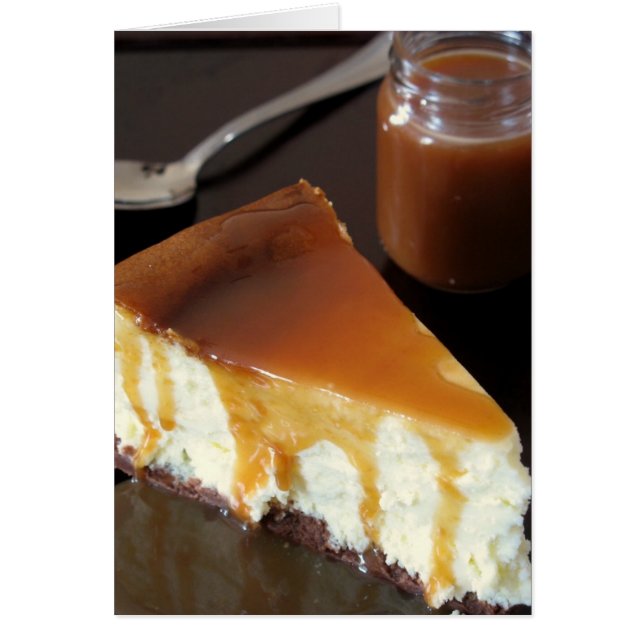 Pillow Cheesecake och Saltad Butter Caramel Sauce Hälsningskort (Framsidan)