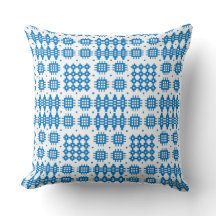 Pillow, Cushion Welsh Tapestry Mönster Bright Blue