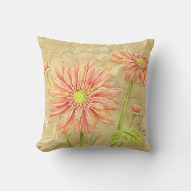 Pillow Daisy Garden Notes-bomull 16 x 16 Kudde (Framsida)
