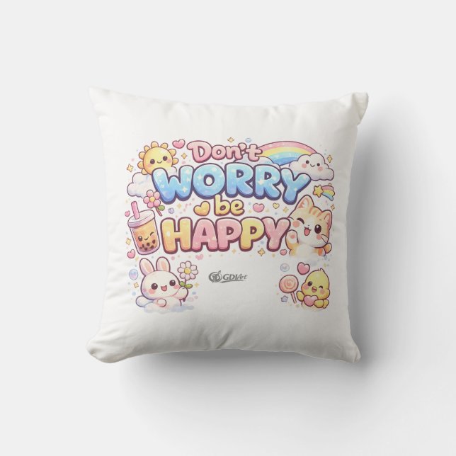 Pillow - Don't worry, be happy! Kudde (Framsida)
