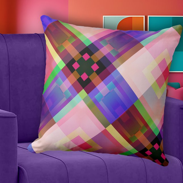 Pillow elegant Abstrakt Vår Mönster Kudde (Pillow with an abstract geometric colorful pattern reminding of spring.)