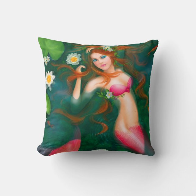 Pillow Fantasy Red sjöjungfru Kudde (Framsida)