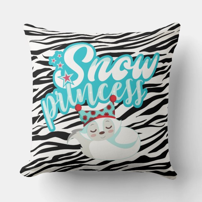 Pillow för animaliska utskrifter i Snö Princess Kudde (Framsida)