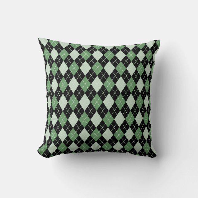 Pillow för Argyle Mönster i Gröntar och svart Kudde (Framsida)