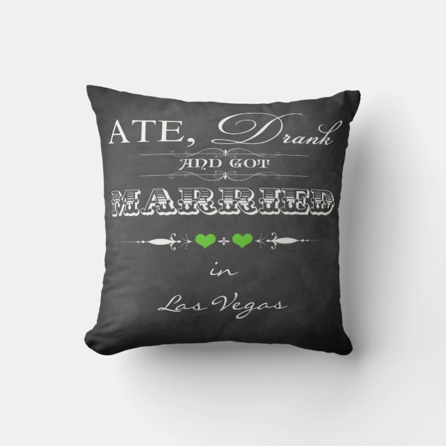 Pillow för Ate, Drack och Har, gift FAUX-kalkboard Kudde (Framsida)