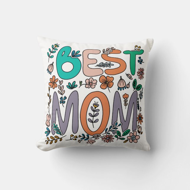 Pillow för bästa Mamma Blommigt Kudde (Framsida)