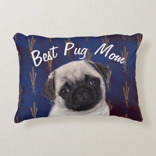 Pillow för bästa Pug Mamma-accent Prydnadskudde (Framsidan)