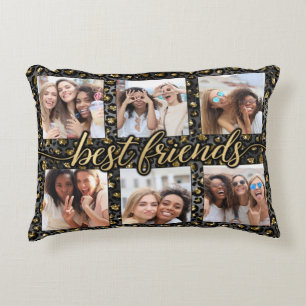 Pillow för bästa vänner 6-fotokollage prydnadskudde