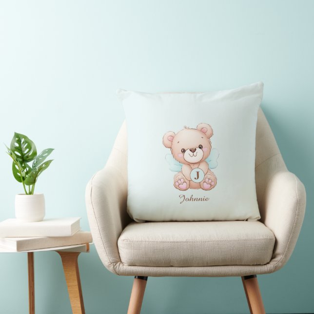 Pillow för Bear Baby i Cute Monogram Namn Kudde (Stol)