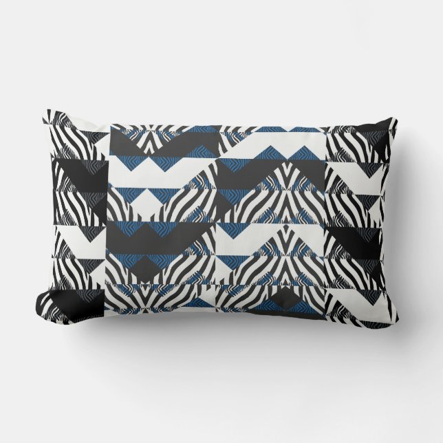 Pillow för blå/svart djurutskrift lumbarkudde (Framsida)