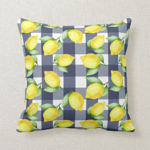 Pillow för blommigten Gult och Blå lemon Kudde