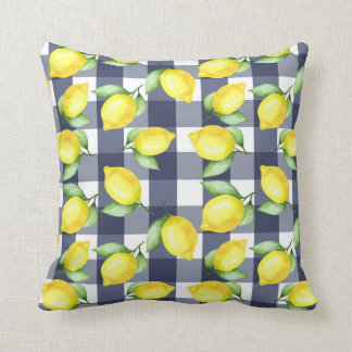 Pillow för blommigten Gult och Blå lemon Kudde