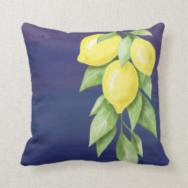Pillow för blommigten Gult och marin blå lemon Kudde