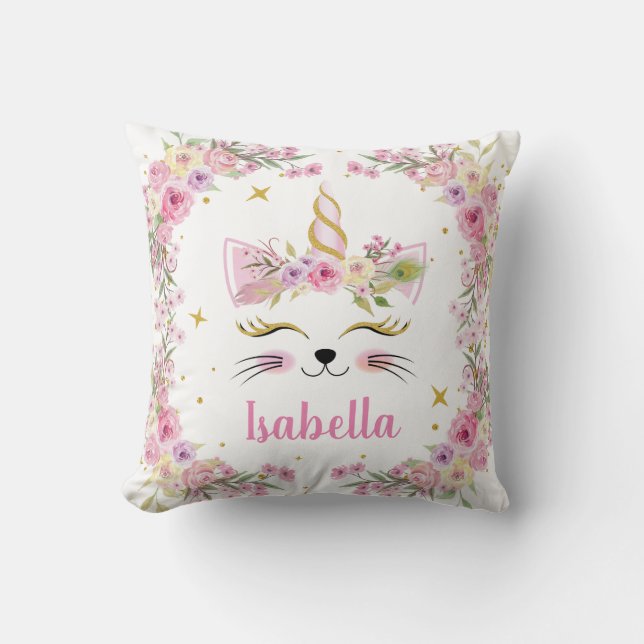 Pillow för Caticorns personliga blommigt Kudde (Framsida)