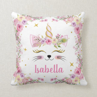 Pillow för Caticorns personliga blommigt Kudde