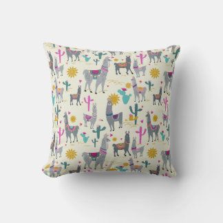 Pillow för Cute Llama-utskriftsdekaler Kudde