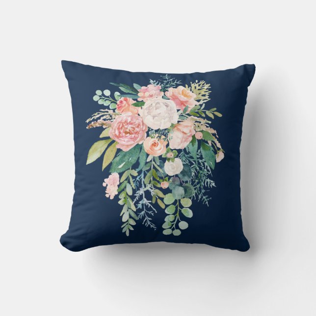 Pillow för den blå Blommigten Kudde (Framsida)
